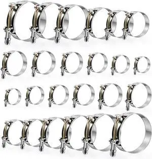 24 Pack 12 Sizes T-Bolt Hose Clamps, Stainless Steel_304 Working Range 28mm-116mm for 0.75"-4" Hose ID, Turbo Intake Intercooler Clamp for Automotive 24 Pack 12 Sizes T-Bolt Hose Clamps, Stainless Steel_304 Working Range 28mm-116mm for 0.75"-4" Hose ID, Turbo Intake Intercooler Clamp for Automotive