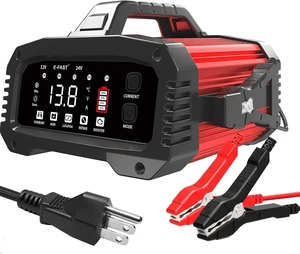 E-FAST 25A Smart Car Battery Charger, 12V/24V Automatic Automotive Battery Maintainer & Desulfator with 200s Booster Mode - Adjustable Amp Trickle Charger for Lead-Acid, AGM, Gel, LiFePO4 E-FAST 25A Smart Car Battery Charger, 12V/24V Automatic Automotive Battery Maintainer & Desulfator with 200s Booster Mode - Adjustable Amp Trickle Charger for Lead-Acid, AGM, Gel, LiFePO4