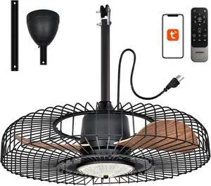 Outdoor Ceiling Fans with Lights for Patio, 24" Weatherproof Ceiling Fan, Gazebo Fan Remote & APP Control, 3CCT Dimmable,Caged Plug in Ceiling Fan with Hanging Hook for Pergola Porch Canopy Outdoor Ceiling Fans with Lights for Patio, 24" Weatherproof Ceiling Fan, Gazebo Fan Remote & APP Control, 3CCT Dimmable,Caged Plug in Ceiling Fan with Hanging Hook for Pergola Porch Canopy