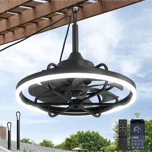 Outdoor Ceiling Fans with Light for Patios, 20" Weatherproof Plug in Ceiling Fan, Gazebo Fan Remote&APP Control, 3CCT Dimmable,Caged Ceiling Fan with Hanging Hook for Porch, Pergola,Canopy Outdoor Ceiling Fans with Light for Patios, 20" Weatherproof Plug in Ceiling Fan, Gazebo Fan Remote&APP Control, 3CCT Dimmable,Caged Ceiling Fan with Hanging Hook for Porch, Pergola,Canopy