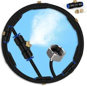 Misting Cooling System, Outdoor Misting System for Patio, 82 FT Misting Line+21 Mist Nozzles+3/4" Brass Adapter,Outdoor Mister System for Patio Garden Trampoline Greenhouse Misting Cooling System, Outdoor Misting System for Patio, 82 FT Misting Line+21 Mist Nozzles+3/4" Brass Adapter,Outdoor Mister System for Patio Garden Trampoline Greenhouse