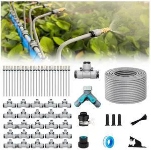 98FT Drip Irrigation Kits,Quick Connector Automatic Irrigation System,with Replaceable Bending Dropper,atomizing Copper Nozzle for Watering System for Garden Plant Lawn Patio. (30M+25Nozzles) 98FT Drip Irrigation Kits,Quick Connector Automatic Irrigation System,with Replaceable Bending Dropper,atomizing Copper Nozzle for Watering System for Garden Plant Lawn Patio. (30M+25Nozzles)