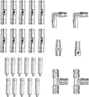 Brass Patio Misting Kit 11pcs Brass Micro-Nozzles & 16pcs 1/4 Slip Connectors for Outdoor Cooling (UNC 10/24, 0.012 Precision Orifice, 15-280 psi) Brass Patio Misting Kit 11pcs Brass Micro-Nozzles & 16pcs 1/4 Slip Connectors for Outdoor Cooling (UNC 10/24, 0.012 Precision Orifice, 15-280 psi)