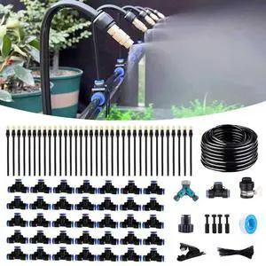 131FT Drip Irrigation Kit, Automatic Garden Watering System with Tool-Free Quick Connectors, 360° Bending Drippers & Copper Misting Nozzles for Greenhouse, Patio, Lawn & Vegetable Garden. (40M) 131FT Drip Irrigation Kit, Automatic Garden Watering System with Tool-Free Quick Connectors, 360° Bending Drippers & Copper Misting Nozzles for Greenhouse, Patio, Lawn & Vegetable Garden. (40M)