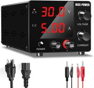 DC Power Supply Variable, 30V 5A Adjustable Switching Regulated Power Supply with Encoder, Upgraded 3-Digits LED Display, Electroplating DIY LED Test Mini Regulated DC Bench Power Supply DC Power Supply Variable, 30V 5A Adjustable Switching Regulated Power Supply with Encoder, Upgraded 3-Digits LED Display, Electroplating DIY LED Test Mini Regulated DC Bench Power Supply