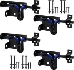 Heavy Duty Sliding Bolt Gate Latch with Padlock Hole & Carriage Bolt, Slide Bolt Hardware for Wooden Fence/Yard Fence/Shed Door/Barn Door, Black, 4 Pack Heavy Duty Sliding Bolt Gate Latch with Padlock Hole & Carriage Bolt, Slide Bolt Hardware for Wooden Fence/Yard Fence/Shed Door/Barn Door, Black, 4 Pack