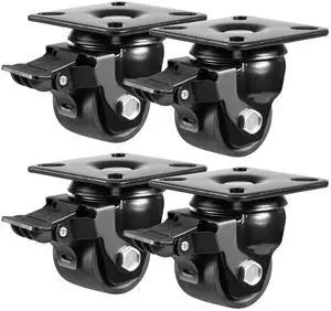2-inch Plate Swivel Caster Wheels Set of 4 Heavy Duty, Load Capacity 2200lbs, Low Gravity Center Black Extra Width Caster with Brake, Durable & Quiet & Sturdy Nylon Wheels for Industrial 2-inch Plate Swivel Caster Wheels Set of 4 Heavy Duty, Load Capacity 2200lbs, Low Gravity Center Black Extra Width Caster with Brake, Durable & Quiet & Sturdy Nylon Wheels for Industrial