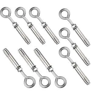 Shoulder Eye Bolts M10 Heavy Duty Shoulder Lag Eyebolts, Stainless Steel Expansion Screws Wall Concrete Anchors Fastener with Nut for Wall Ceiling Concrete Masonry, 10PCS Shoulder Eye Bolts M10 Heavy Duty Shoulder Lag Eyebolts, Stainless Steel Expansion Screws Wall Concrete Anchors Fastener with Nut for Wall Ceiling Concrete Masonry, 10PCS