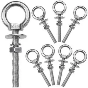 8 Pack M10 Stainless Steel Eye Bolts with Nuts, 3/8" x 3" Long Lifting Ring Eye Bolt Eye Bolts Heavy Duty for Hang Tie Down Outdoor (8, M10x77mm (3/8"x3")) 8 Pack M10 Stainless Steel Eye Bolts with Nuts, 3/8" x 3" Long Lifting Ring Eye Bolt Eye Bolts Heavy Duty for Hang Tie Down Outdoor (8, M10x77mm (3/8"x3"))