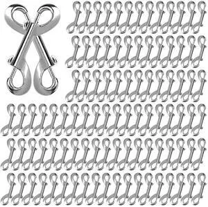100 PCS 3.5 Inch Double Ended Bolt Snaps Hooks, Silver Zinc Alloy Double Trigger Metal Clips for Linking Pet Dog Leash Collar, Key Holder, Water Bucket, Horse Feed, Hammocks, 110 Lbs Capacity 100 PCS 3.5 Inch Double Ended Bolt Snaps Hooks, Silver Zinc Alloy Double Trigger Metal Clips for Linking Pet Dog Leash Collar, Key Holder, Water Bucket, Horse Feed, Hammocks, 110 Lbs Capacity