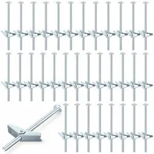100 pcs 1/4'' x 5'' Toggle Bolts Butterfly Screws Anchors Heavy Duty Wall Anchors for Drywall with Wing Nuts for Hanging Heavy Objects on Drywall 100 pcs 1/4'' x 5'' Toggle Bolts Butterfly Screws Anchors Heavy Duty Wall Anchors for Drywall with Wing Nuts for Hanging Heavy Objects on Drywall