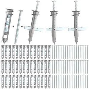 50 Pcs Heavy Duty Drywall Anchors Self-Drilling Drywall Toggle Bolts and Zinc Screws Kit Metal Hollow Wall Door Anchors with #8 x 2-1/8 Inch Screws Holds up to 100 Lbs for Hollow Wall Hanging 50 Pcs Heavy Duty Drywall Anchors Self-Drilling Drywall Toggle Bolts and Zinc Screws Kit Metal Hollow Wall Door Anchors with #8 x 2-1/8 Inch Screws Holds up to 100 Lbs for Hollow Wall Hanging