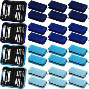 24 Sets Mini Manicure Set Bulk for Women Men Gifts for Coworkers Nail Grooming Kit 8 in 1 Nail Clippers Kit Luxurious Travel Case Stainless Steel Nails Clipper Set(Blue Series) 24 Sets Mini Manicure Set Bulk for Women Men Gifts for Coworkers Nail Grooming Kit 8 in 1 Nail Clippers Kit Luxurious Travel Case Stainless Steel Nails Clipper Set(Blue Series)
