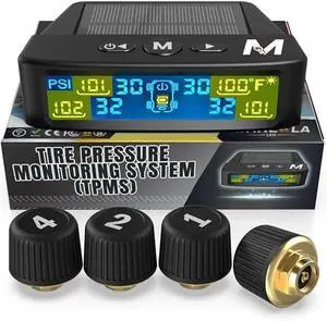 Tire Pressure Monitoring System - Set of 4 TPMS Sensors for Trailer, RV, Camper, Truck (0-98PSI) Tire Pressure Monitoring System - Set of 4 TPMS Sensors for Trailer, RV, Camper, Truck (0-98PSI)