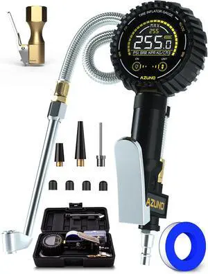 Digital Tire Inflator Gauge 255 PSI, Heavy Duty Tire Pressure Gauge with Air Chuck, Steel Braided Hose, Quick Connect Coupler & Case for Truck RV Trailer Digital Tire Inflator Gauge 255 PSI, Heavy Duty Tire Pressure Gauge with Air Chuck, Steel Braided Hose, Quick Connect Coupler & Case for Truck RV Trailer