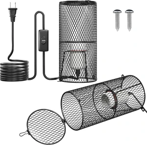 2-Pack Reptile Heat Lamp Guard with 150W E26 Ceramic Holder & Anti-Scald Mesh Cage, On/Off Button 2-Pack Reptile Heat Lamp Guard with 150W E26 Ceramic Holder & Anti-Scald Mesh Cage, On/Off Button