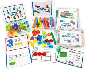 Set of 5 Math Manipulative Task Boxes with Activity Cards Set of 5 Math Manipulative Task Boxes with Activity Cards