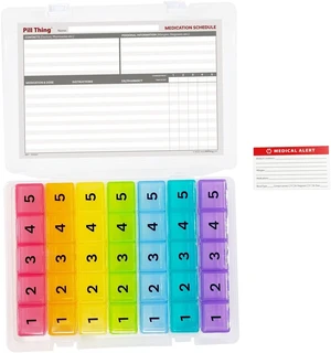 Weekly Pill Box Organizer, 5 Times a Day, Secure 7-Day Pillbox Weekly Pill Box Organizer, 5 Times a Day, Secure 7-Day Pillbox