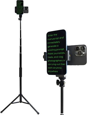 67" Floor-Standing Teleprompter for iPhone & Android, Double Phone Holder with Collapsing Design 67" Floor-Standing Teleprompter for iPhone & Android, Double Phone Holder with Collapsing Design