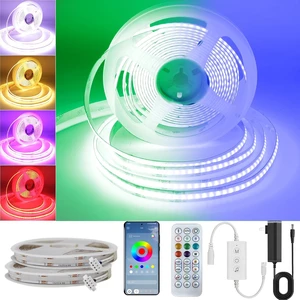 50FT RGB COB LED Strip Light, DC24V 576 LEDs/m, Music Sync with APP & Bluetooth Remote 50FT RGB COB LED Strip Light, DC24V 576 LEDs/m, Music Sync with APP & Bluetooth Remote