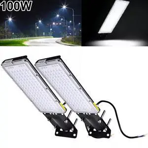 2PCS 100W Commercial LED Street Light Ouoor Garden Yard Road Security Lamp US 2PCS 100W Commercial LED Street Light Ouoor Garden Yard Road Security Lamp US
