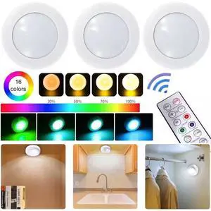 3PCS LED Puck Light Wireless Under Cabinet Lighting Kit Kitchen Counter Light US 3PCS LED Puck Light Wireless Under Cabinet Lighting Kit Kitchen Counter Light US