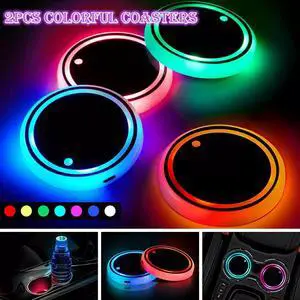 2X LED Cup Pad Car Accessories Light Cover Interior Decoration Lights 7 Colors 2X LED Cup Pad Car Accessories Light Cover Interior Decoration Lights 7 Colors