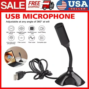 Computer Mini Condenser Microphone USB Stand Recording Mic For PC Desktop Laptop Computer Mini Condenser Microphone USB Stand Recording Mic For PC Desktop Laptop
