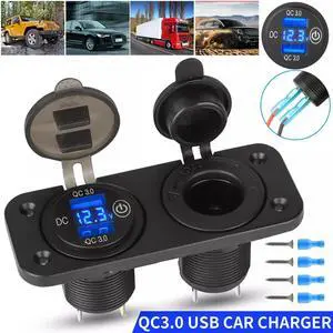 12V QC3.0 Dual USB Charger Car Cigarette Lighter Socket Plug Panel For Car Truck 12V QC3.0 Dual USB Charger Car Cigarette Lighter Socket Plug Panel For Car Truck
