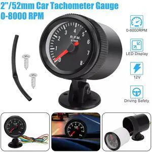 2" 52mm 12V Car Tachometer Gauge Meter 0-8000 RPM with LED Shift Light Universal 2" 52mm 12V Car Tachometer Gauge Meter 0-8000 RPM with LED Shift Light Universal