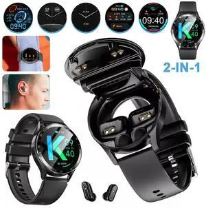 Smart Watch with Earbuds Men Smartwatch 2 in 1 Wireless Headset For iOS Android Smart Watch with Earbuds Men Smartwatch 2 in 1 Wireless Headset For iOS Android