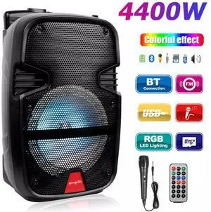 4400 Watts Wireless Portable Party Bluetooth Speaker With Microphone & Remote 4400 Watts Wireless Portable Party Bluetooth Speaker With Microphone & Remote