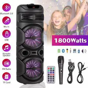 Dual 8" Portable Bluetooth Party Speaker Loud w/ Deep Bass, LED Lights, Micphone Dual 8" Portable Bluetooth Party Speaker Loud w/ Deep Bass, LED Lights, Micphone