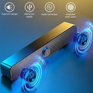 Wired Computer Speakers Soundbar Stereo Bass Sound 3.5mm USB for Desktop Laptop Wired Computer Speakers Soundbar Stereo Bass Sound 3.5mm USB for Desktop Laptop