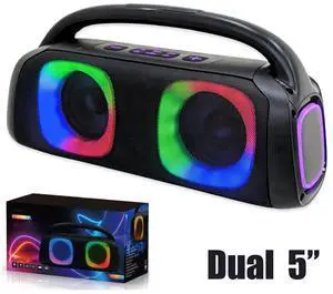 Portable Bluetooth Speaker Loud Boombox Dual 5" Woofers Outdoor Indoor DJ Party Portable Bluetooth Speaker Loud Boombox Dual 5" Woofers Outdoor Indoor DJ Party