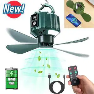 Portable Ceiling Fans with Remote Control Power Bank Tents Camping Fan 10400mAh Portable Ceiling Fans with Remote Control Power Bank Tents Camping Fan 10400mAh