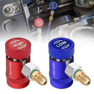 R1234YF Quick Coupler Adapter, Adjustable Car HP & LP Fitting with 2x 1/4" Flare R1234YF Quick Coupler Adapter, Adjustable Car HP & LP Fitting with 2x 1/4" Flare