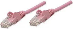 Intellinet Network Cable, Cat5e, UTP, RJ45 Male / RJ45 Male, 0.5 m (1.5 ft.), Pink