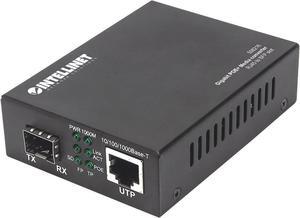 Intellinet Gigabit PoE+ Media Converter, 1 x 10/100/1000Base-T RJ45 Port to 1 x SFP Port, PoE+ Injector