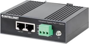 Intellinet Industrial Gigabit PoE++ Injector, One 84 W Port, IEEE 802.3bt (4PPoE) Compliant, IP30-Rated Metal Housing, DIN-Rail Mount