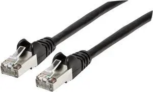 Intellinet Cat6a S/FTP Network Patch Cable, 1 ft., Black, 10G, 500 MHz, 100% Copper, 26 AWG, RJ45, Stranded, Snag-free, Gold-plated Contacts