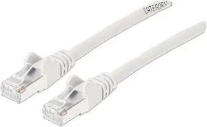 Intellinet Cat6a S/FTP Network Patch Cable, 10 ft., White, 10G, 500 MHz, 100% Copper, 26 AWG, RJ45, Stranded, Snag-free, Gold-plated Contacts