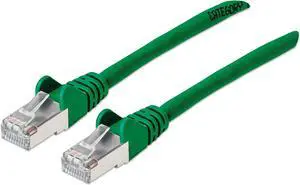 Intellinet Cat6a S/FTP Network Patch Cable, 25 ft., Green, 10G, 500 MHz, 100% Copper, 26 AWG, RJ45, Stranded, Snag-free, Gold-plated Contacts