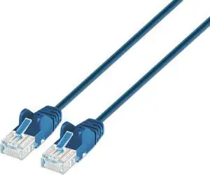 Intellinet Cat6a U/UTP Slim Network Patch Cable, 10 ft., Blue, 10G, 500 MHz, 100% Copper, 30 AWG, RJ45, Stranded, Snag-free, Gold-plated Contacts Intellinet Cat6a U/UTP Slim Network Patch Cable, 10 ft., Blue, 10G, 500 MHz, 100% Copper, 30 AWG, RJ45, Stranded, Snag-free, Gold-plated Contacts