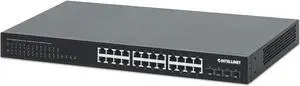 Intellinet 24-Port Gigabit Ethernet PoE+ Switch with Four 10G SFP+ Uplinks, IEEE 802.3at/af (PoE+/PoE) Compliant, PoE Power Budget of 370 W, Four 10G SFP+ Open Slots, 19" Rackmount Intellinet 24-Port Gigabit Ethernet PoE+ Switch with Four 10G SFP+ Uplinks, IEEE 802.3at/af (PoE+/PoE) Compliant, PoE Power Budget of 370 W, Four 10G SFP+ Open Slots, 19" Rackmount