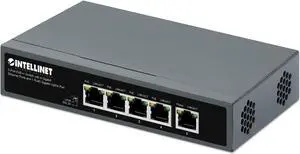 Intellinet 5-Port PoE++ Switch with 4 Gigabit Ethernet Ports and 1 RJ45 Gigabit Uplink Port, IEEE 802.3bt (4PPoE) Compliant, Four PSE PoE++ Ports (90 W), 140 W PoE Power Budget, Unmanaged, Desktop For Intellinet 5-Port PoE++ Switch with 4 Gigabit Ethernet Ports and 1 RJ45 Gigabit Uplink Port, IEEE 802.3bt (4PPoE) Compliant, Four PSE PoE++ Ports (90 W), 140 W PoE Power Budget, Unmanaged, Desktop For