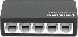 Intellinet 5-Port Ethernet Network Switch - Plug & Play Network Hub for Home/Office, 100 Mbps, Green Tech Power Saver, Compact & Silent Design - 561723