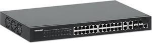 Intellinet 24-Port Gigabit Ethernet PoE+ Web-Managed Switch with 4 Gigabit Combo Base-T/SFP Ports, IEEE 802.3at/af PoE+ Compliant, 370 W, Self-Healing Network, Endspan, 19" Rackmount