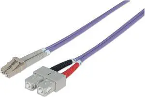 Intellinet Fiber Optic Patch Cable, Duplex, Multimode, LC/SC, 50/125 Âµm, OM4, 5.0 m (14.0 ft.), Violet