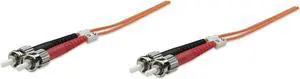 Intellinet Fiber Optic Patch Cable, Duplex, Multimode, ST/ST, 62.5/125 Âµm, OM1, 5.0 m (14.0 ft.), Orange